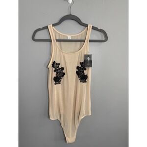 Fredericks of Hollywood Leonia Sheer Mesh Black Lace Teddy Bodysuit M